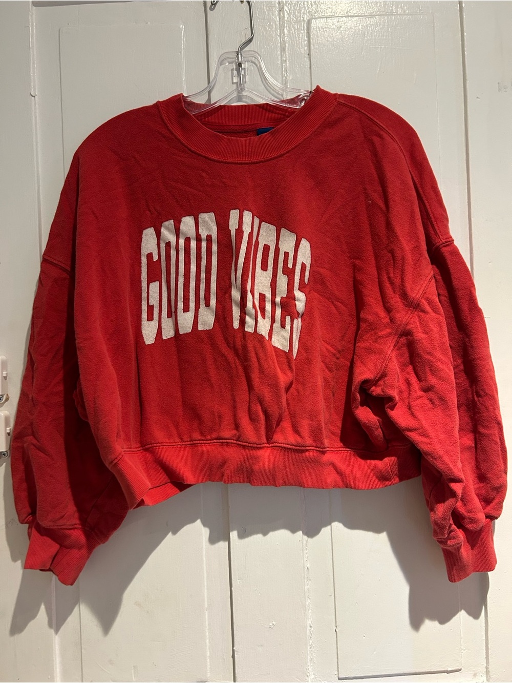 Cropped Red Crewneck Sweatshirt